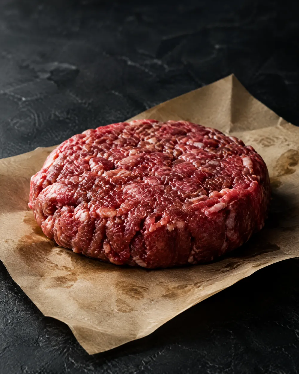 Raw Black Angus burger patty
